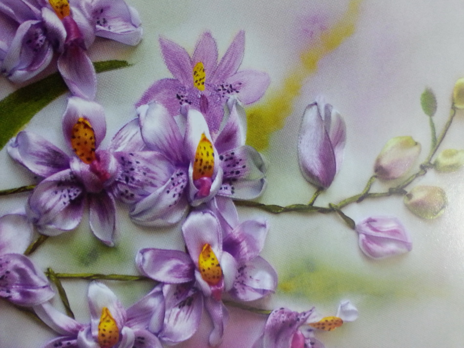 Вышивка лентами орхидеи