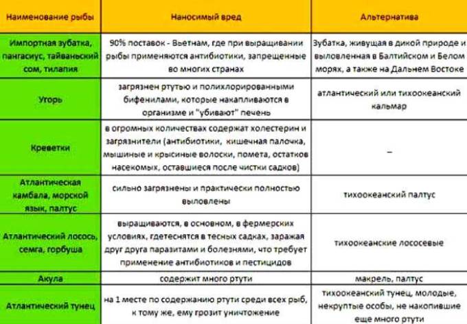 Ποιο ψάρι είναι το πιο επιβλαβές και επιλογές για την αντικατάστασή του