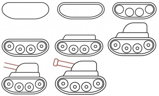 Как нарисовать мультяшный танк?