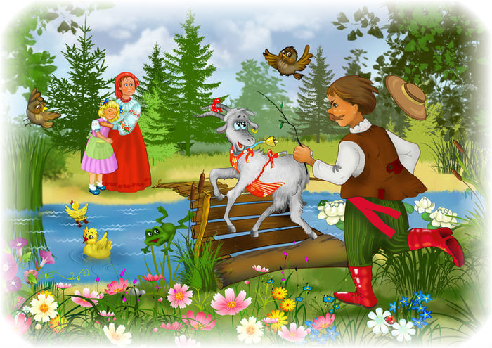 Scène de conte folklorique - chèvre -dermez pour les enfants
