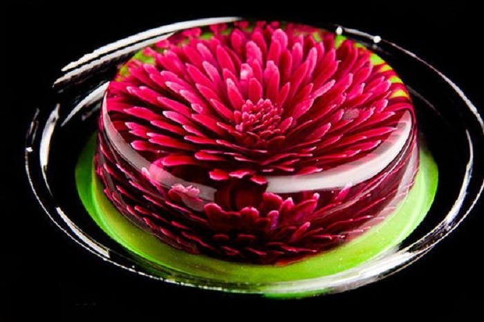 3D zselés torta virágokkal