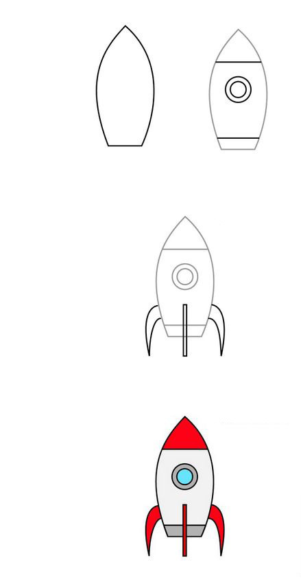 Покажи как нарисовать ракету. Ракета рисунок. Ракета рисунок легкий. Ракета карандашом. Лёгкие рисунки ракеты.