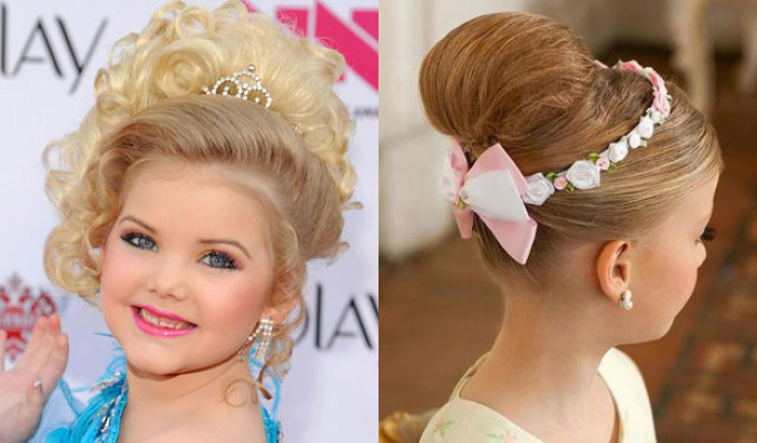 Children's hairstyle shell for graduation ball