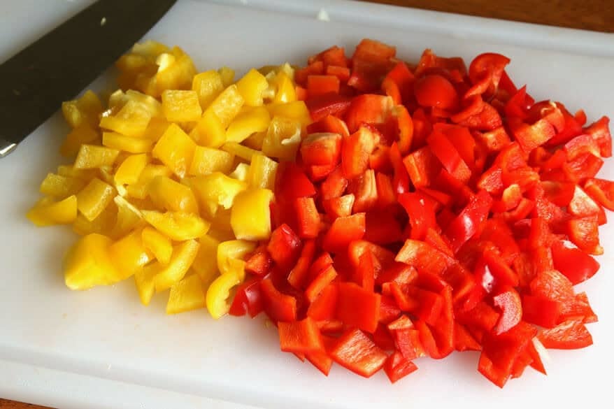 Bulgarian pepper chopped with cubes
