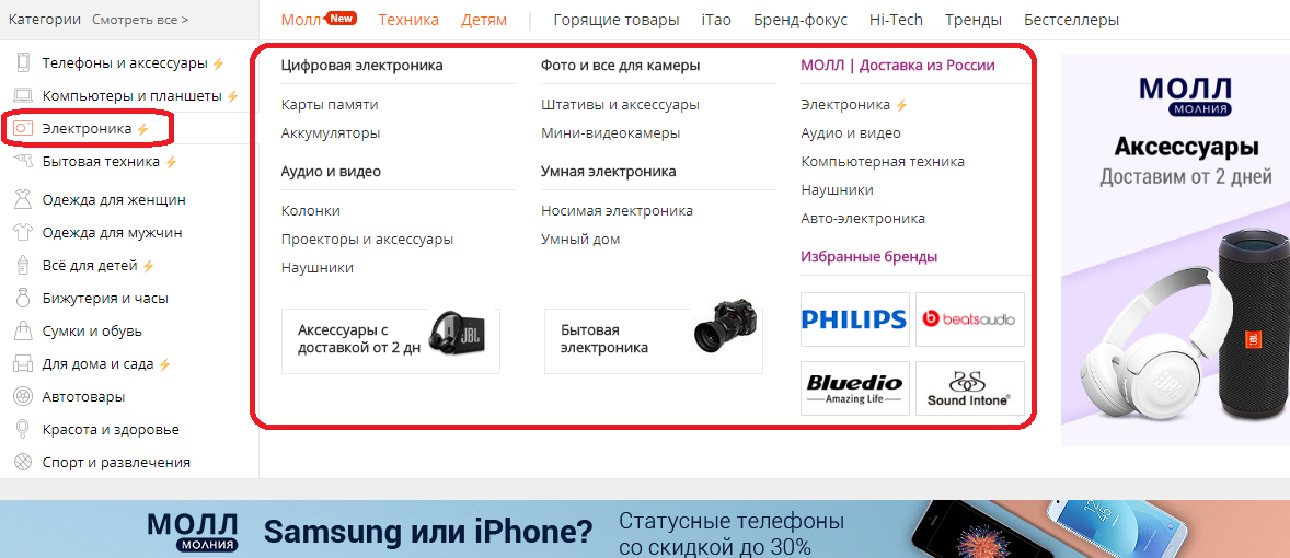 Aliexpress of the Russian Federation - How to see the electronics catalog?
