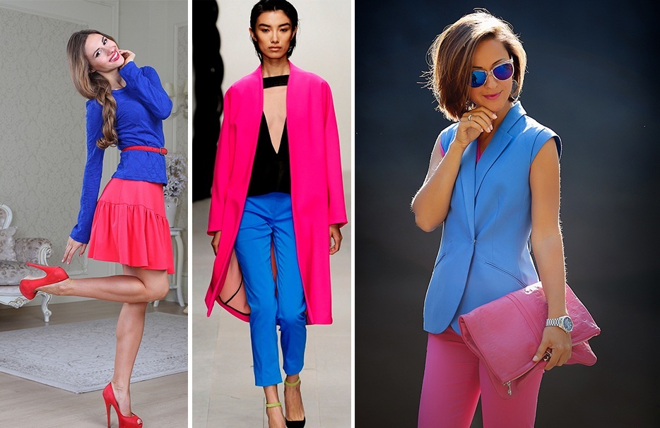 Яркие и стильные образы в насыщенных оттенках голубого и розового