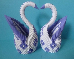 How to make a swan Origami from the modules - step -by -step instructions