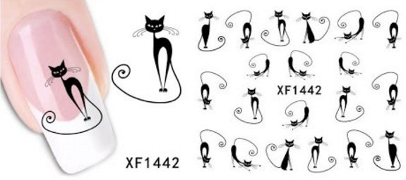 Stiker dengan kucing untuk manikur