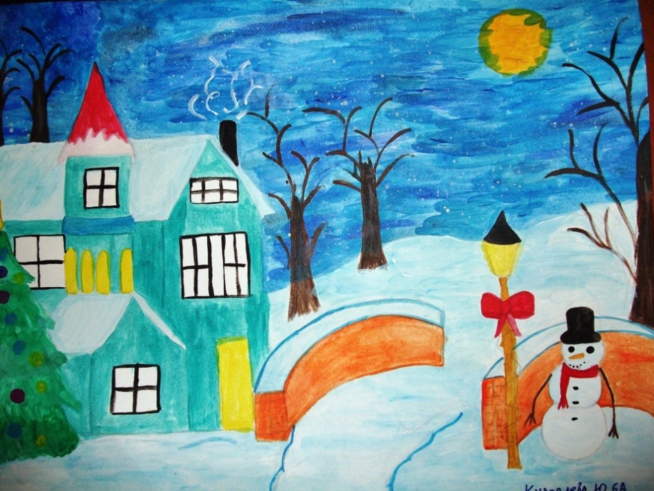 Festive picture drawn by a schoolboy