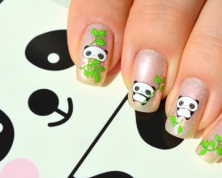 Panda manicure for short nails, jacket: design, photo. How to draw a ramp on the nails?