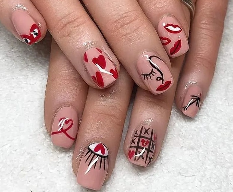 Stylish manicure for lovers Day
