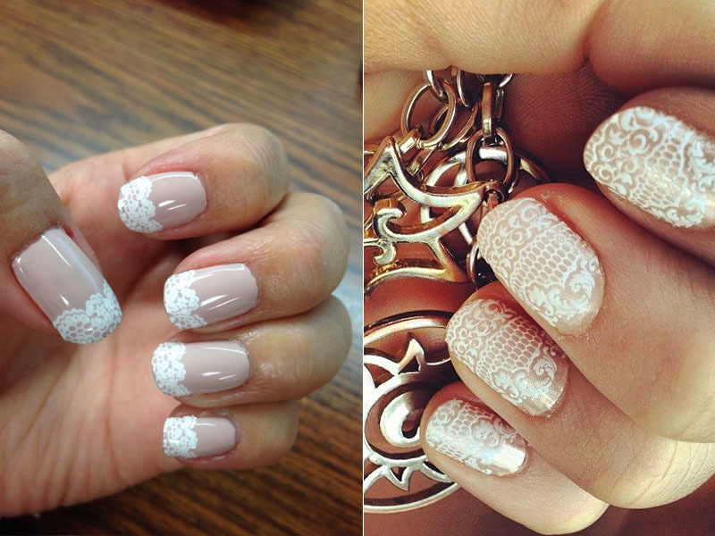 Lace in a wedding manicure for the bride