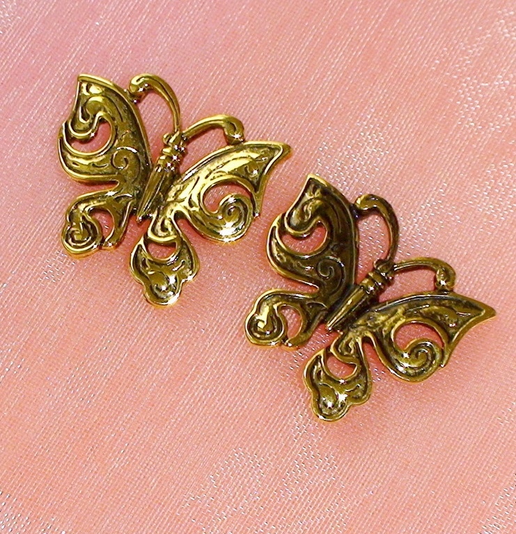 Золотые серьги-бабочки в стиле винтаж на весну-лето
