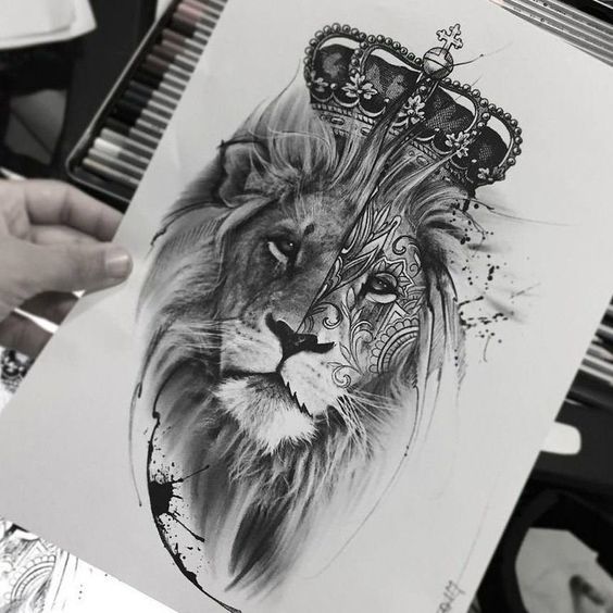Популярный рисунок-тату для желающих изобразить льва