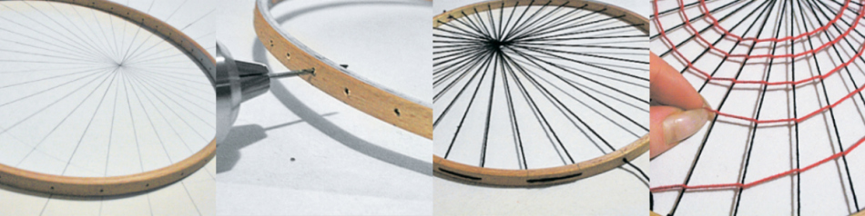 Production of a fishing catcher from a wooden hoop.