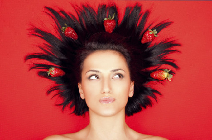 Strawberry helps to care for hair.