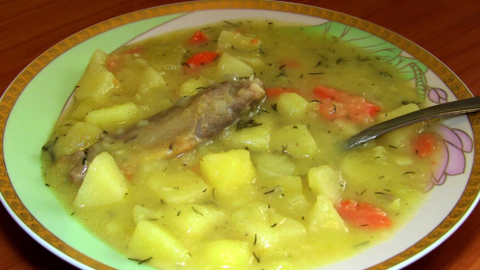 Chicken soup with potatoes.