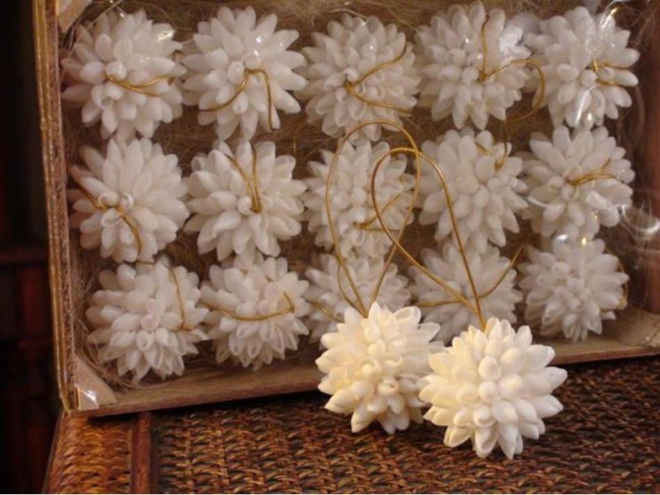 Идеи декора новогоднних шаров из макарон, пример 10