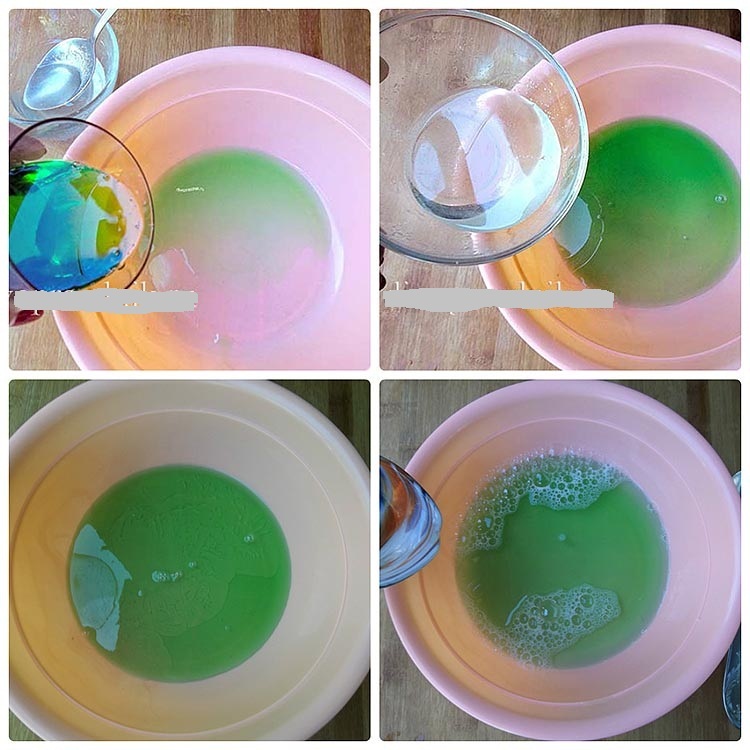 Proses pembuatan gelembung sabun berwarna di rumah