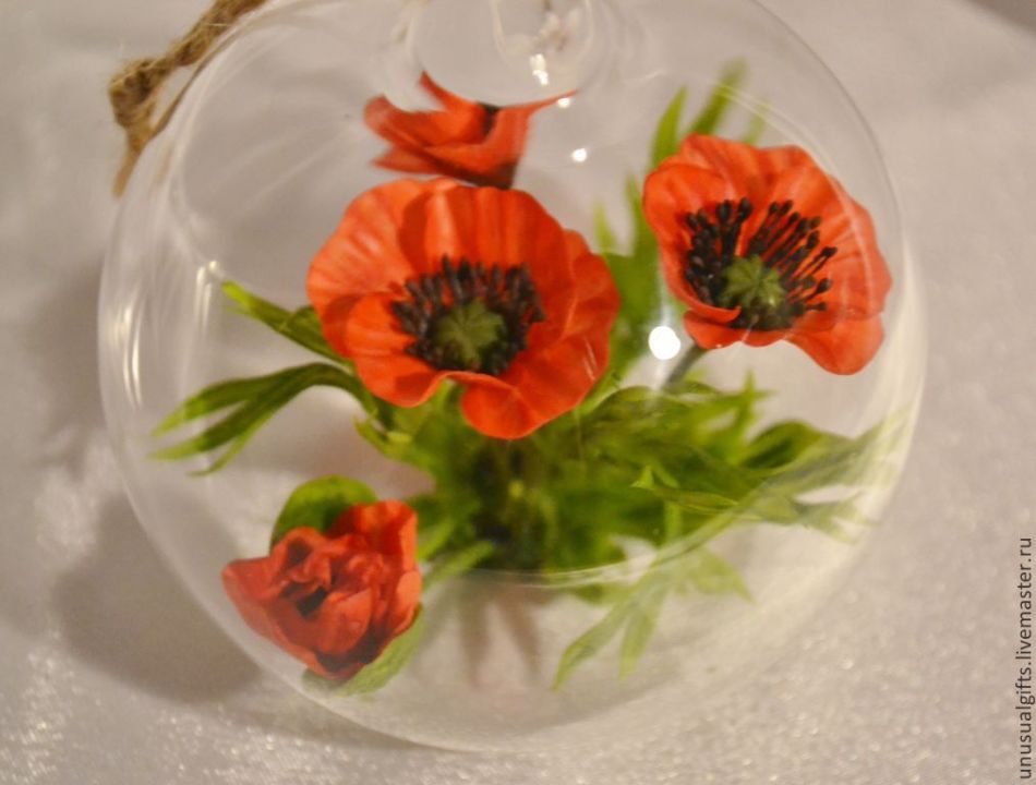 Ice ball with fresh flowers