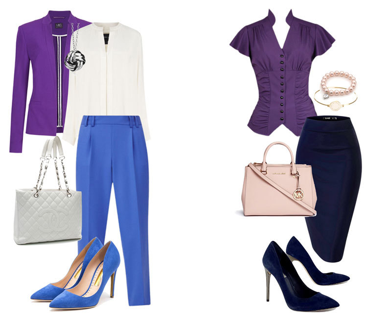 Сочетание фиолетового и голубого в одежде