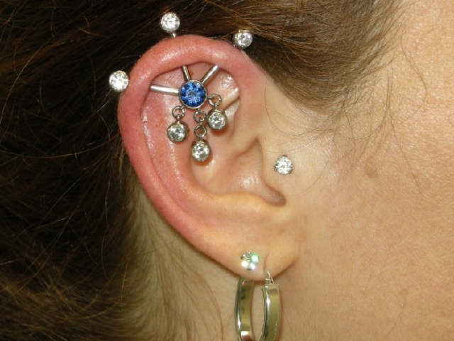 Industrial - ears piercing: types, ideas, photos, care, complications and consequences