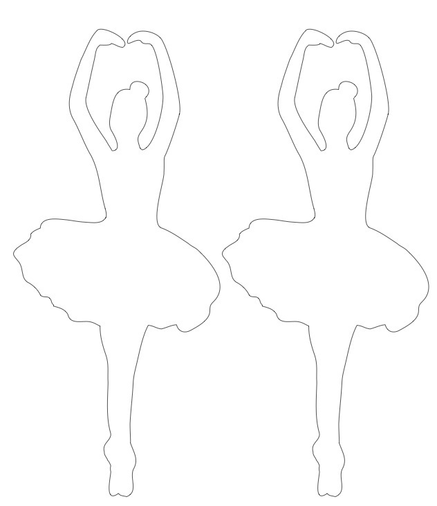 Шаблон балерины для рисования или вырезания, пример 3