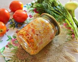 Salade d'hiver des tomates avec du riz: 2 meilleures étapes à étape avec des ingrédients détaillés