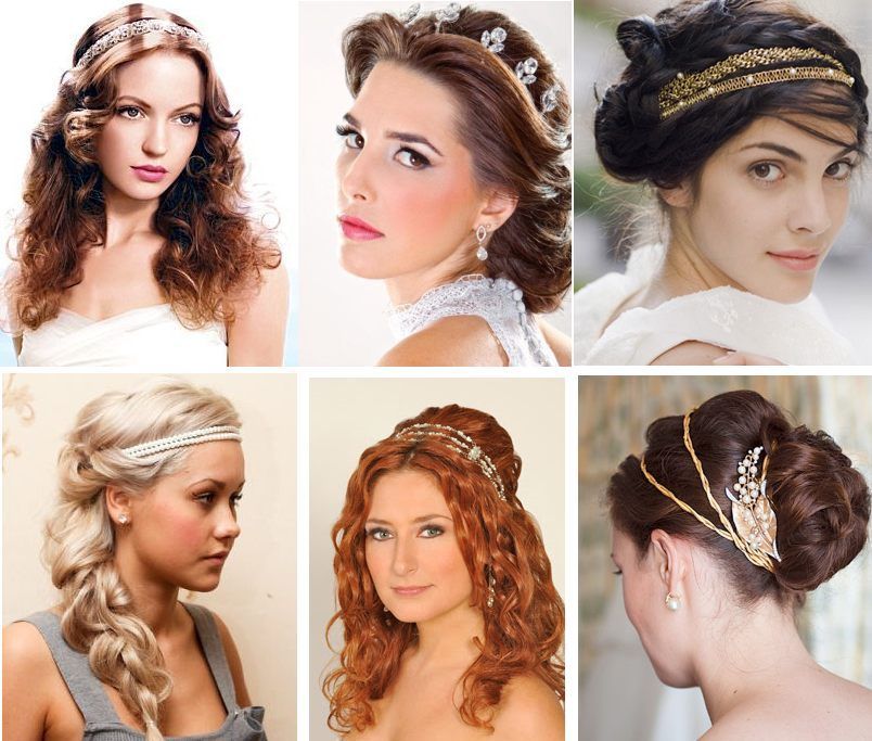 Variations of festive and solemn Greek hairstyles