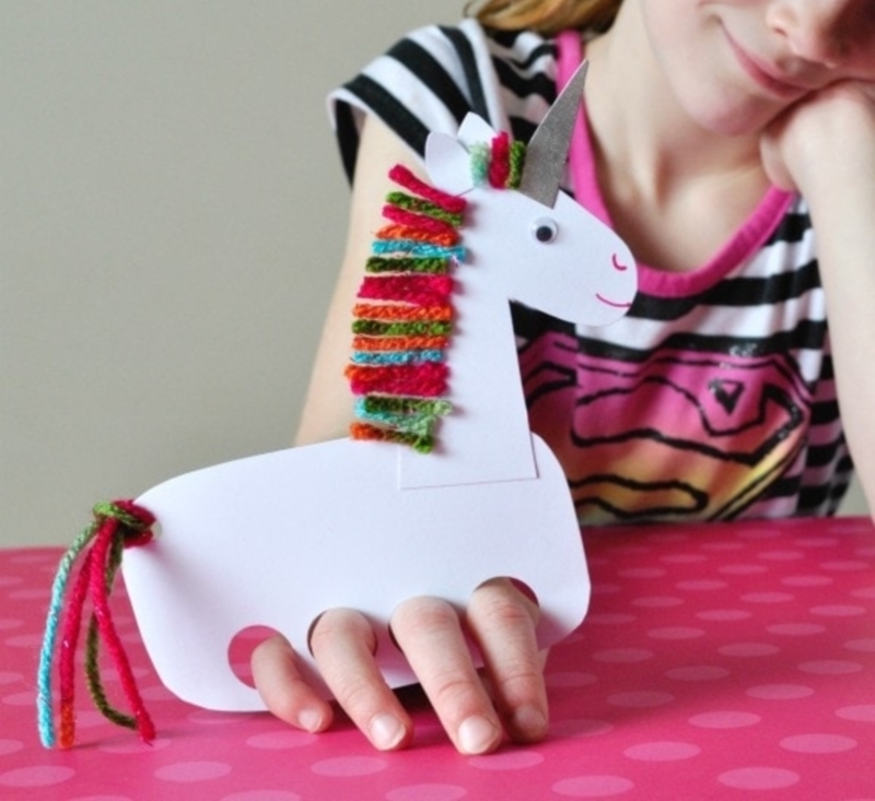 Unicorn for finger theater from paper