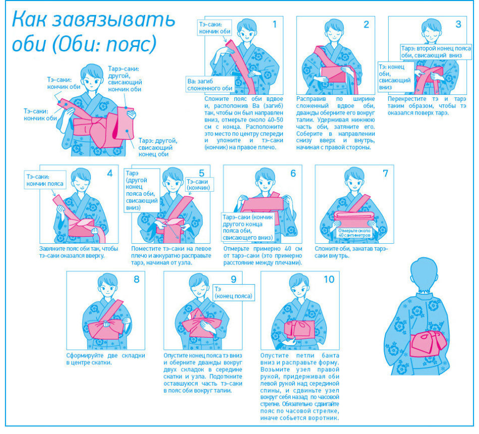 Оби пояс для кимоно как завязывать