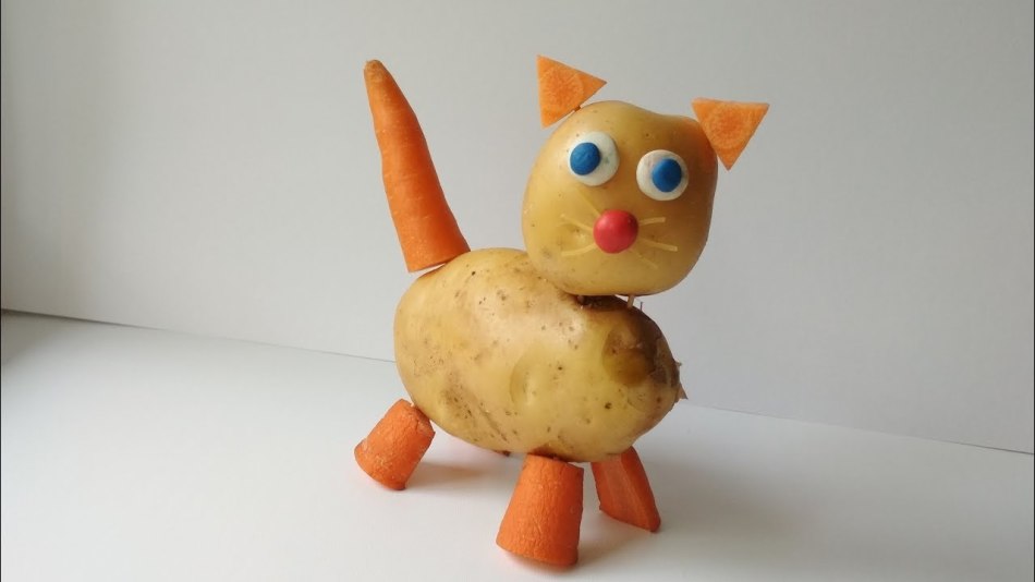 Поделка-кошка из картошки