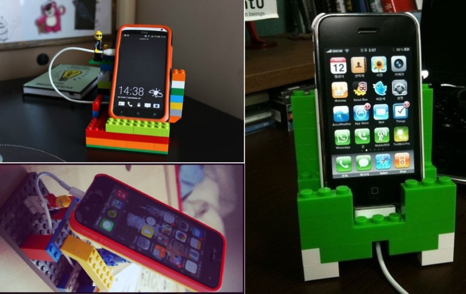 If you do not have a stand for your phone. but there is a child, you will definitely be able to make it from the designer of Lego