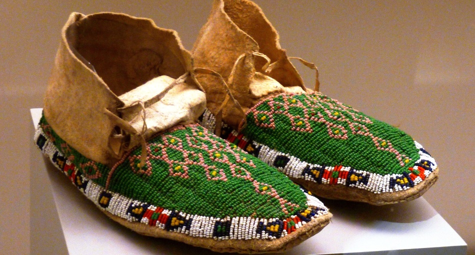 Indian moccasins in the Museum of America, Madrid, Spain