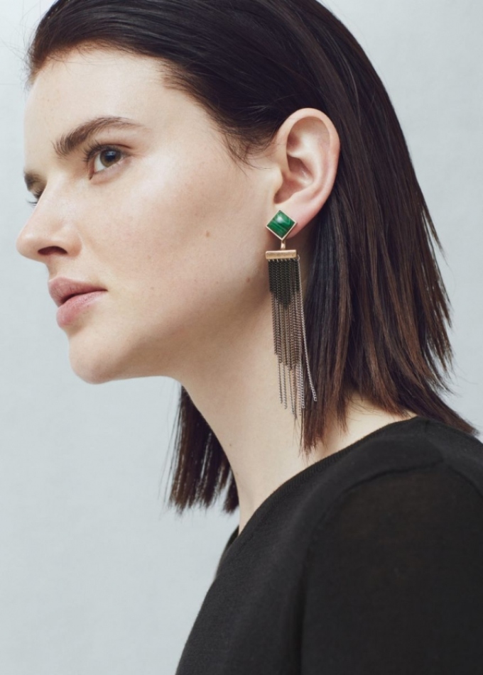 Wandering earrings with a large stone for 2022-2023