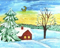 How to draw the winter with a pencil in stages for beginners and children? How to draw a winter landscape and beauty of Russian winter with a pencil, colors, gouache?