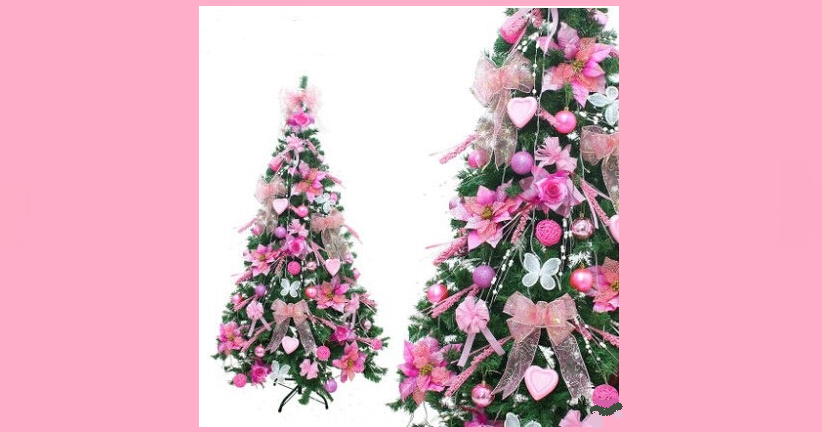Красивая елка в одном розовом цвете: идеи, пример, фото