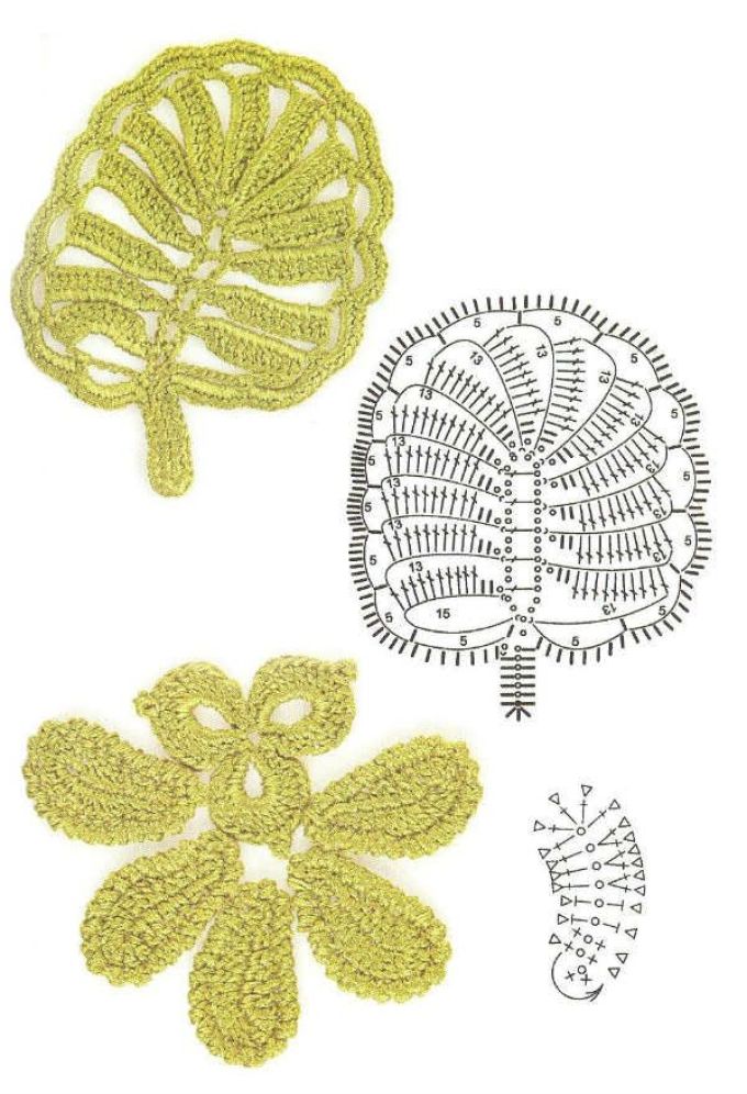 Schemes of simple elements of Irish lace crochet, example 12