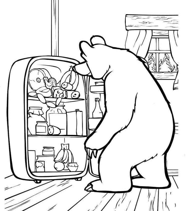 Шаблоны маши и медведя для рисования на окне перед новым годом, пример 13
