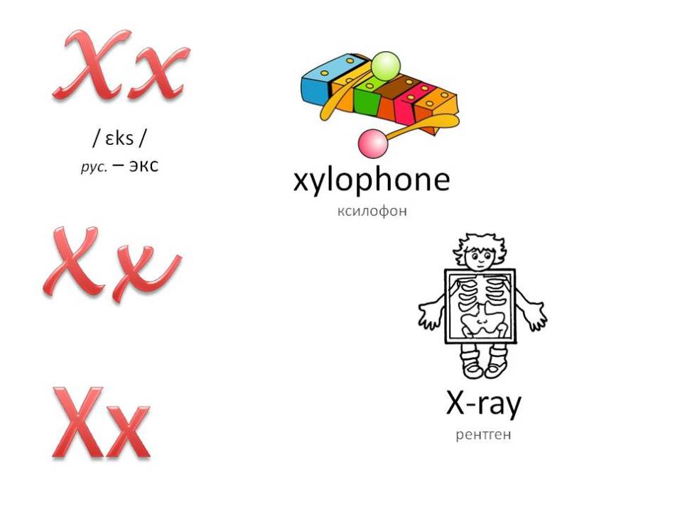 ตัวอักษรภาษาอังกฤษพร้อมเสียงที่แสดงสำหรับเด็ก: ตัวอักษร xx