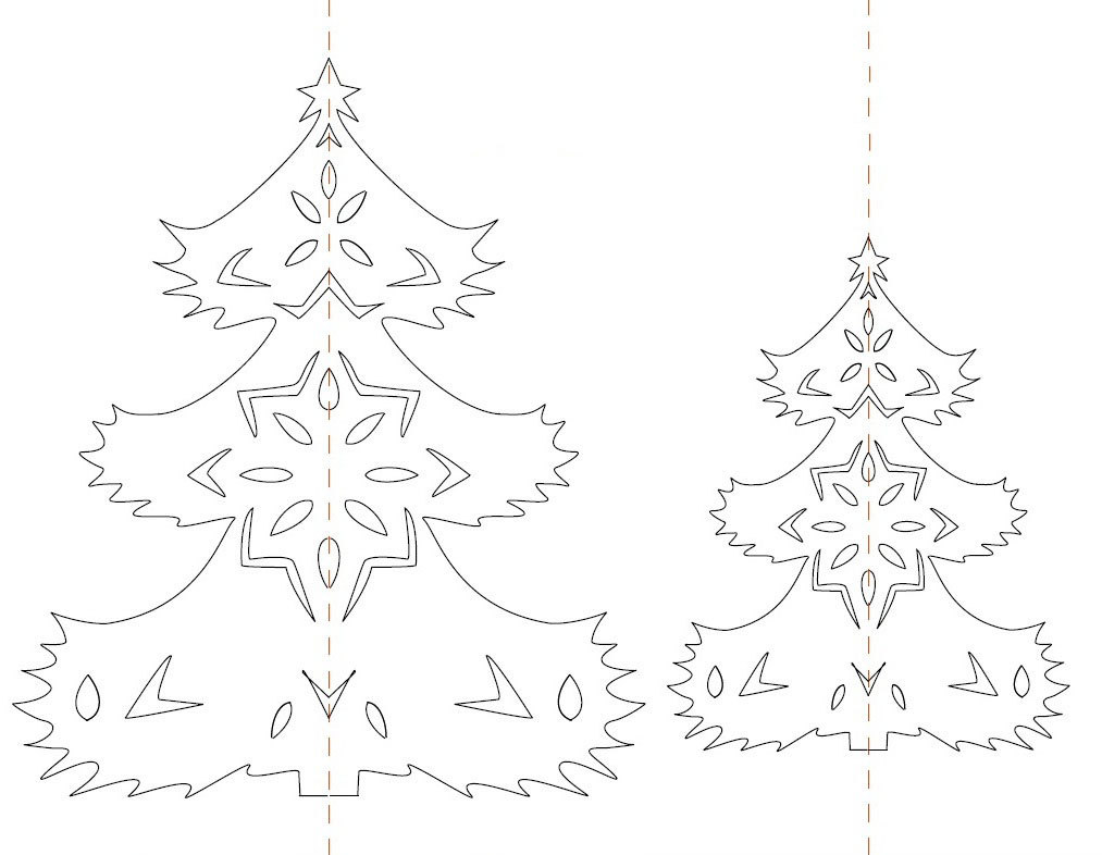 Schablonen von offenen Weihnachtsbäumen zum Schneiden, Beispiel 4