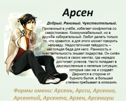 Мъжко име Arsen: Опции за име. Как мога да се обадя на Арсен по различен начин?