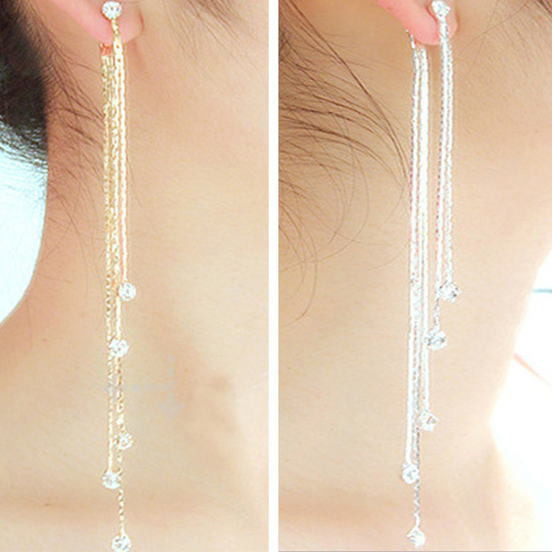 Chaînes de boucles d'oreilles longues en or et en argent