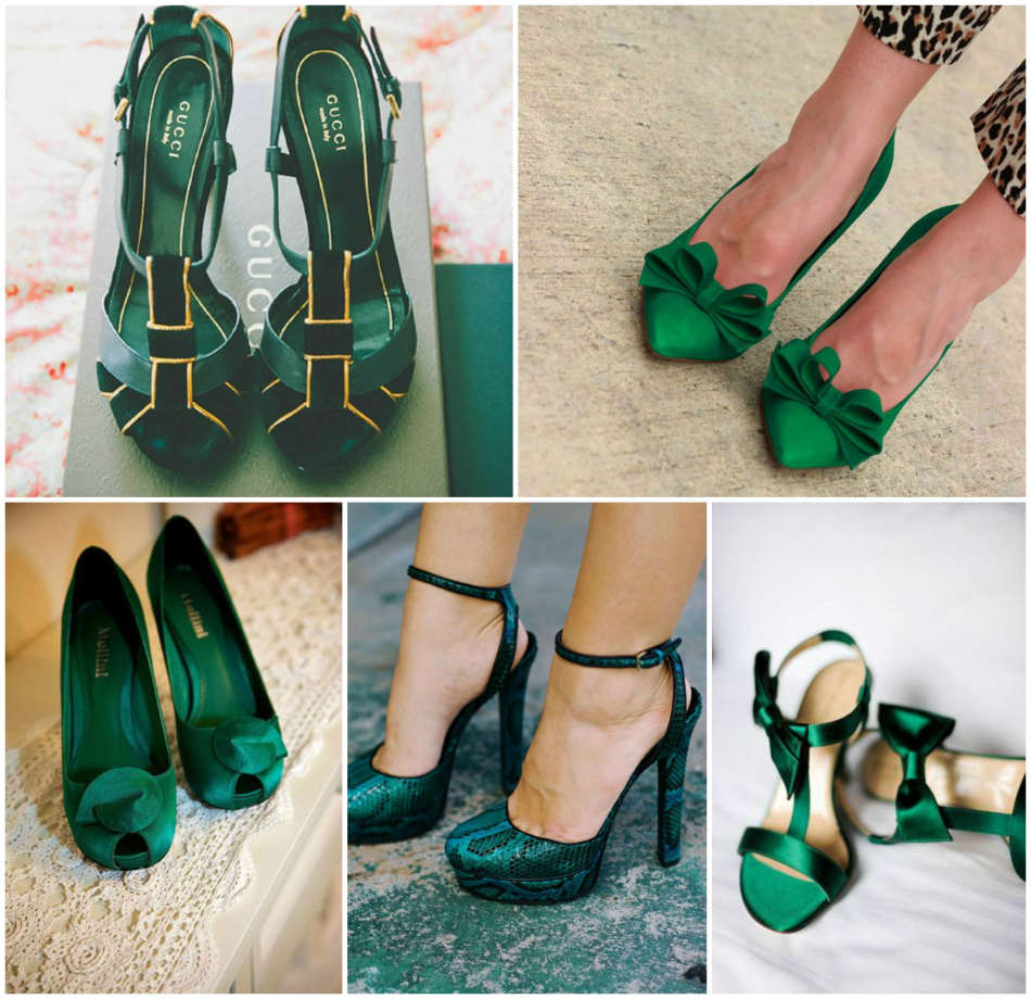 С чем сочетаются зеленые туфли