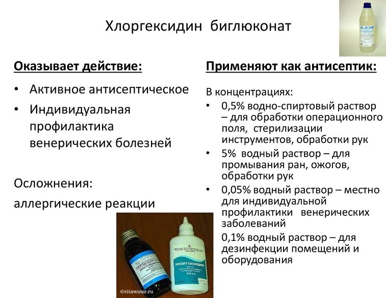 Chlorhexidine bigluconate - use of solutions