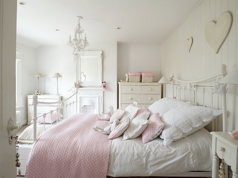 Shebbie Shik di interior kamar tidur - salju - putih dan indah