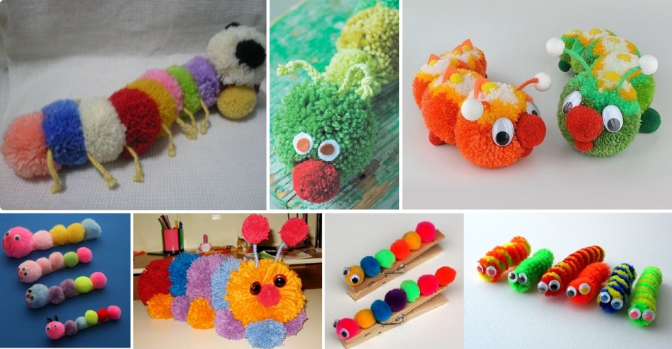 Caterpillars from pompons