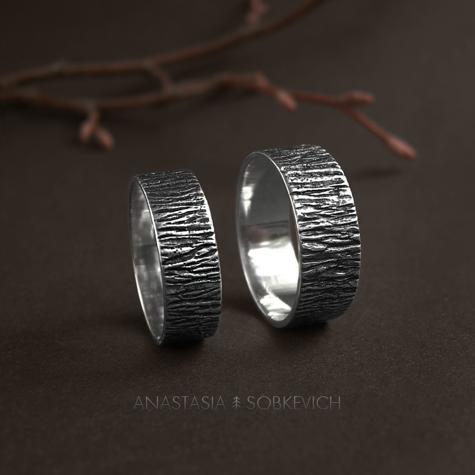 Серебряные дизайнерские обручальные кольца