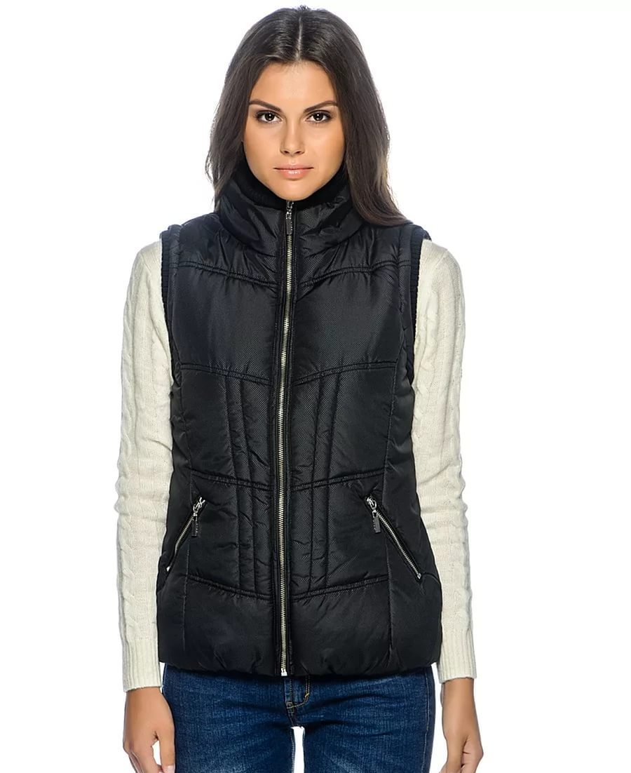 Women's Warm vest of quilted fabric with lining
