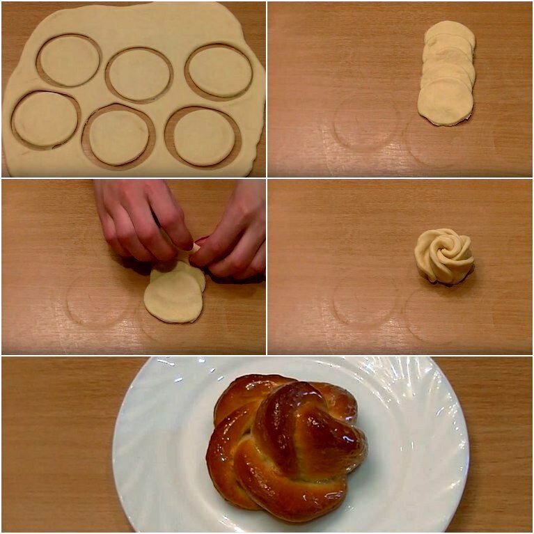 Формирование булочек из дрожжевого теста с сахаром фото